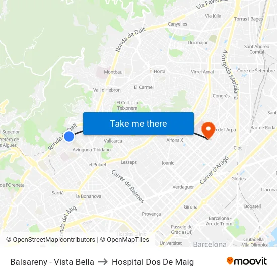 Balsareny - Vista Bella to Hospital Dos De Maig map