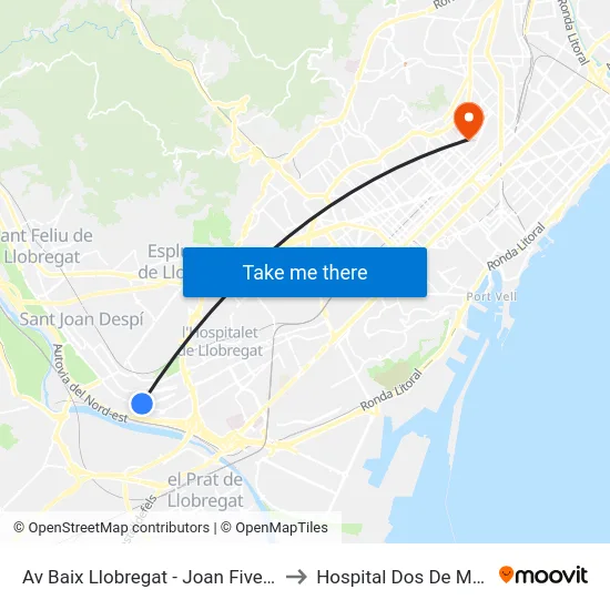 Av Baix Llobregat - Joan Fiveller to Hospital Dos De Maig map