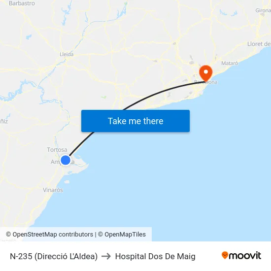 N-235 (Direcció L'Aldea) to Hospital Dos De Maig map