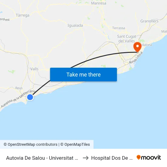 Autovia De Salou - Universitat Laboral to Hospital Dos De Maig map