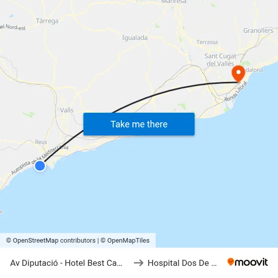 Av Diputació - Hotel Best Cambrils to Hospital Dos De Maig map