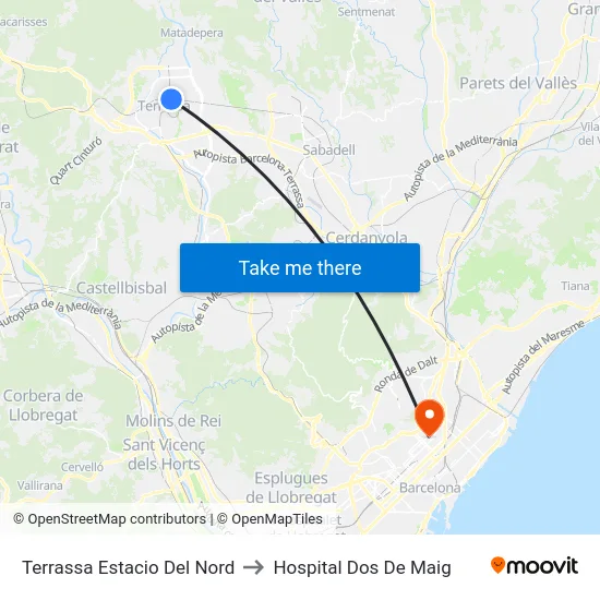 Terrassa Estacio Del Nord to Hospital Dos De Maig map