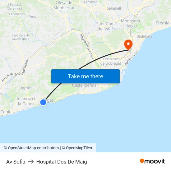 Av Sofia to Hospital Dos De Maig map