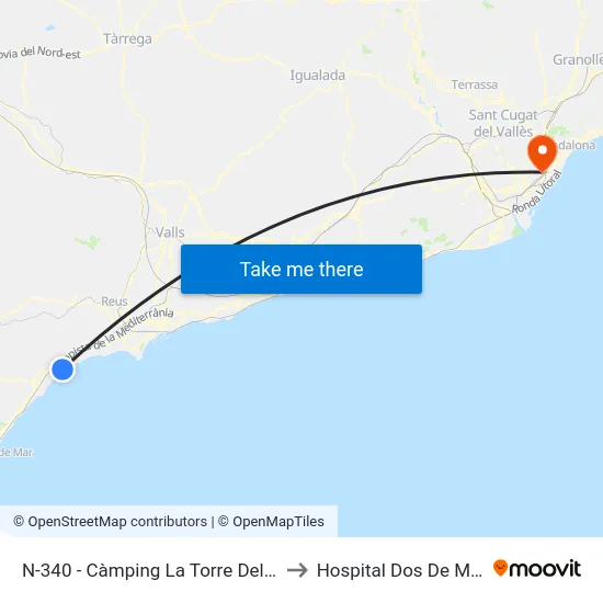 N-340 - Càmping La Torre Del Sol to Hospital Dos De Maig map