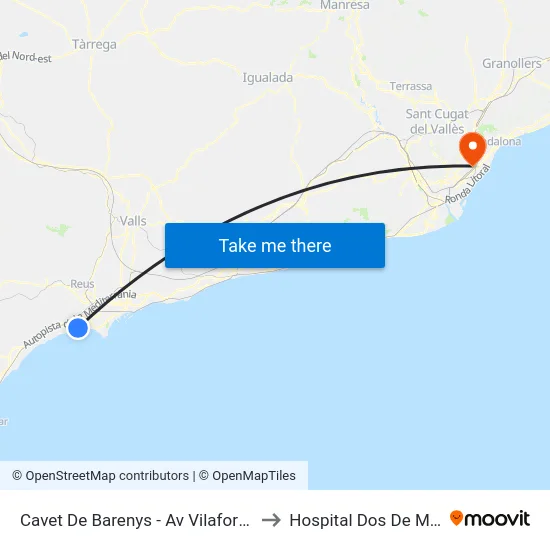Cavet De Barenys - Av Vilafortuny to Hospital Dos De Maig map
