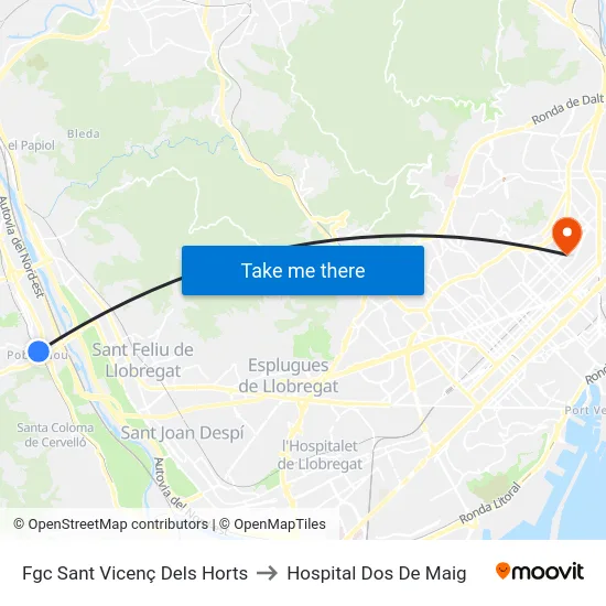 Fgc Sant Vicenç Dels Horts to Hospital Dos De Maig map
