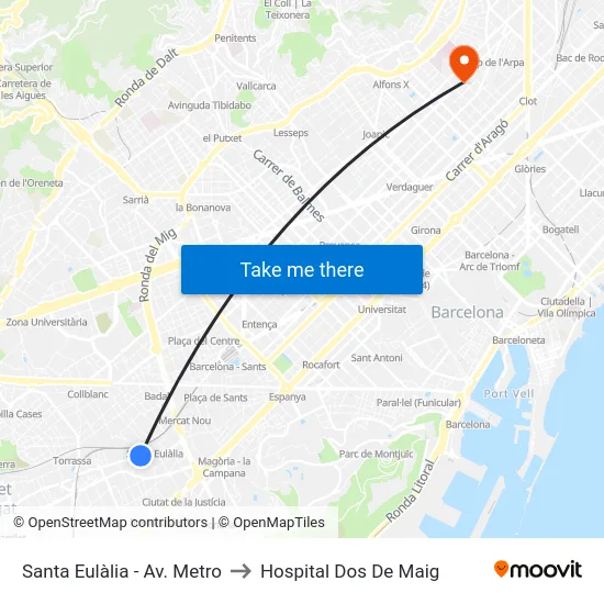 Santa Eulàlia - Av. Metro to Hospital Dos De Maig map