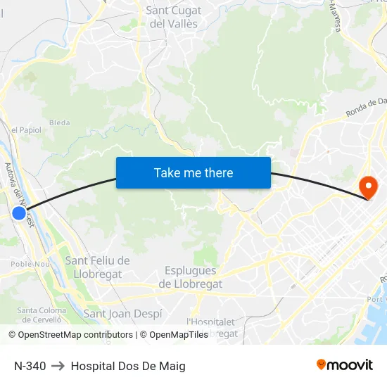 N-340 to Hospital Dos De Maig map