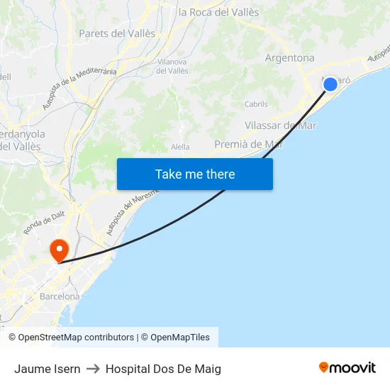 Jaume Isern to Hospital Dos De Maig map