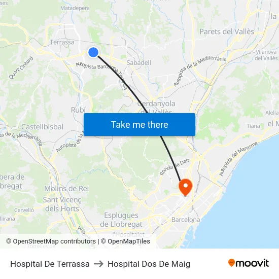 Hospital De Terrassa to Hospital Dos De Maig map