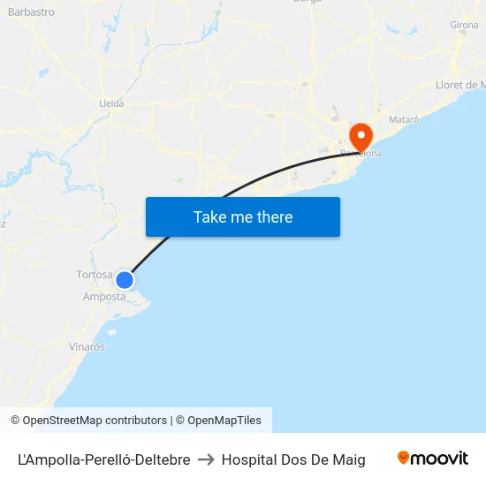 L'Ampolla-Perelló-Deltebre to Hospital Dos De Maig map