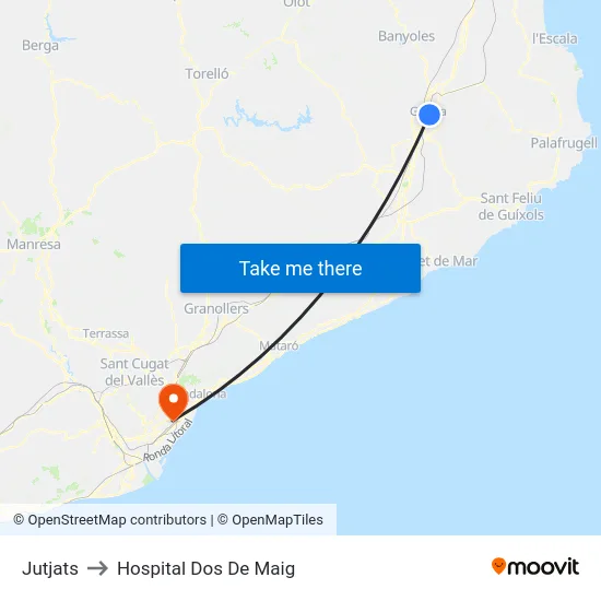 Jutjats to Hospital Dos De Maig map