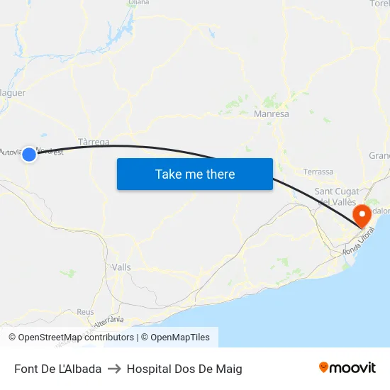 Font De L'Albada to Hospital Dos De Maig map