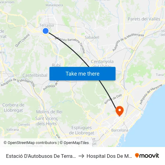 Estació D'Autobusos De Terrassa to Hospital Dos De Maig map
