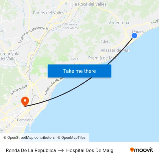 Ronda De La República to Hospital Dos De Maig map