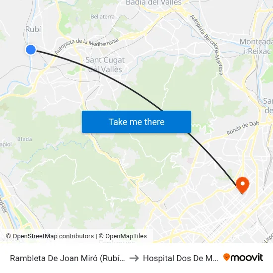 Rambleta De Joan Miró (Rubí+D) to Hospital Dos De Maig map