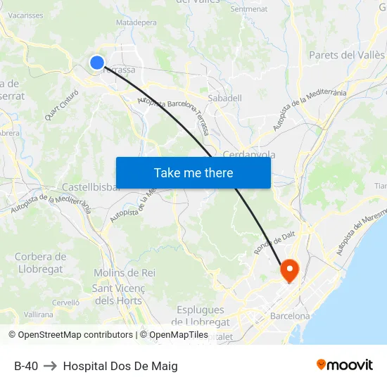 B-40 to Hospital Dos De Maig map