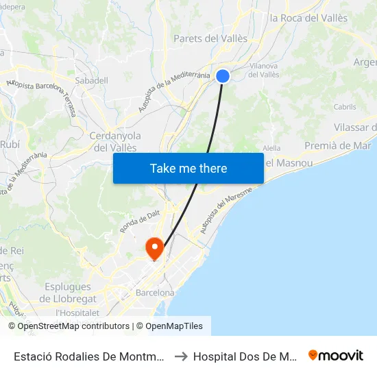 Estació Rodalies De Montmeló to Hospital Dos De Maig map