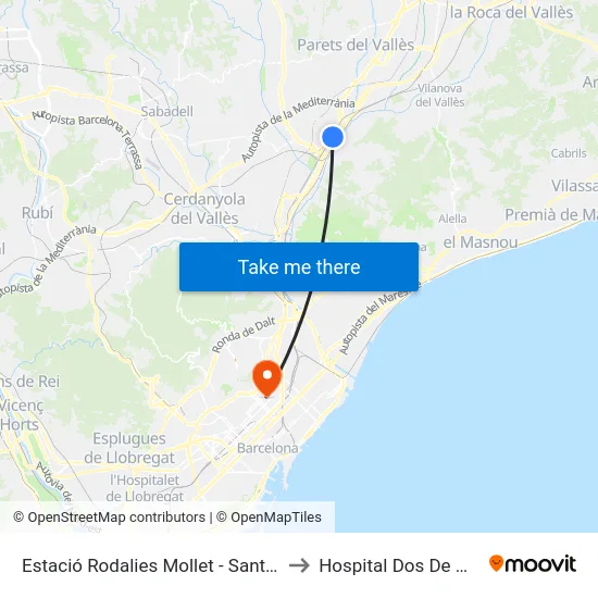 Estació Rodalies Mollet - Sant Fost to Hospital Dos De Maig map