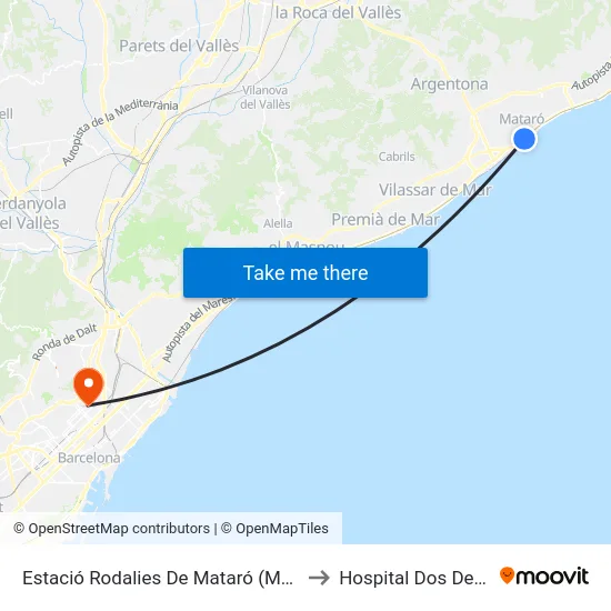 Estació Rodalies De Mataró (Muntanya) to Hospital Dos De Maig map