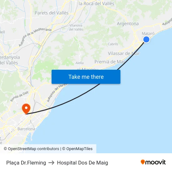 Plaça Dr.Fleming to Hospital Dos De Maig map