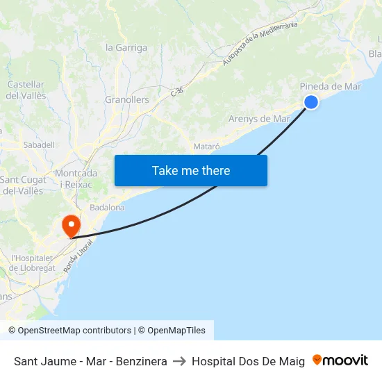 Sant Jaume - Mar - Benzinera to Hospital Dos De Maig map