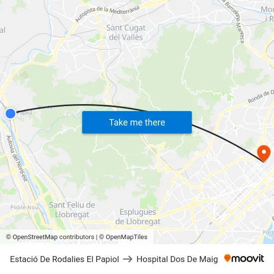 Estació De Rodalies El Papiol to Hospital Dos De Maig map
