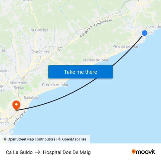 Ca La Guido to Hospital Dos De Maig map