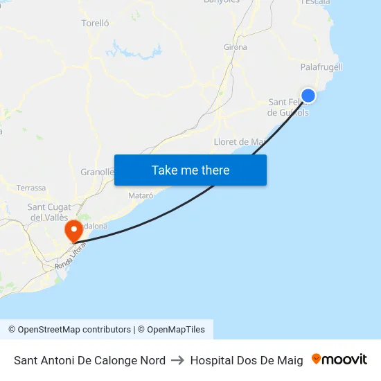 Sant Antoni De Calonge Nord to Hospital Dos De Maig map