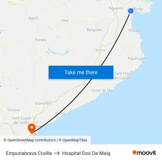 Empuriabrava Cruïlla to Hospital Dos De Maig map