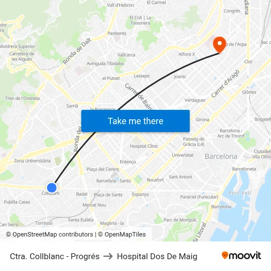 Ctra. Collblanc - Progrés to Hospital Dos De Maig map
