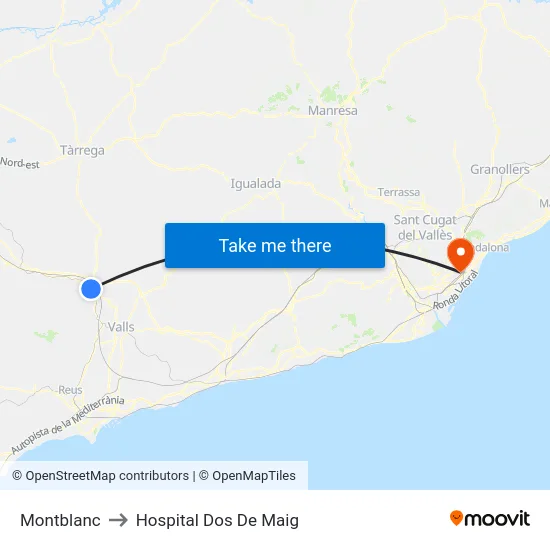 Montblanc to Hospital Dos De Maig map