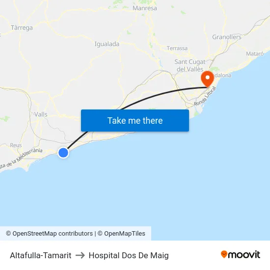 Altafulla-Tamarit to Hospital Dos De Maig map