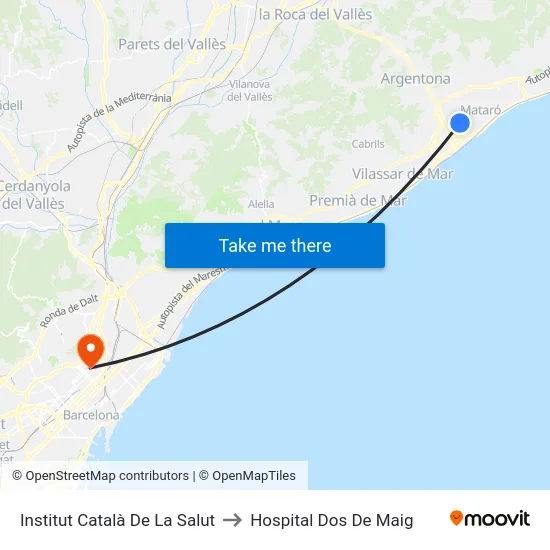 Institut Català De La Salut to Hospital Dos De Maig map