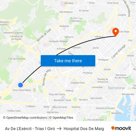 Av De L'Exèrcit - Trias I Giró to Hospital Dos De Maig map
