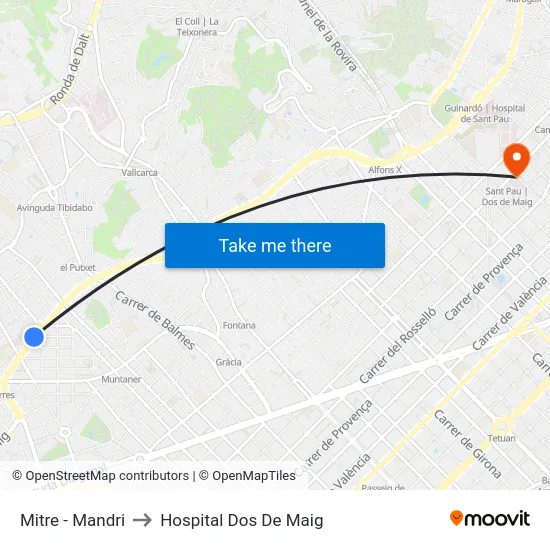 Mitre - Mandri to Hospital Dos De Maig map
