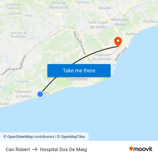 Can Robert to Hospital Dos De Maig map