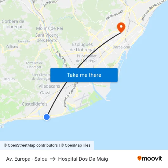 Av. Europa - Salou to Hospital Dos De Maig map