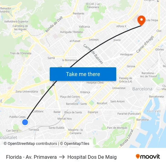 Florida - Av. Primavera to Hospital Dos De Maig map
