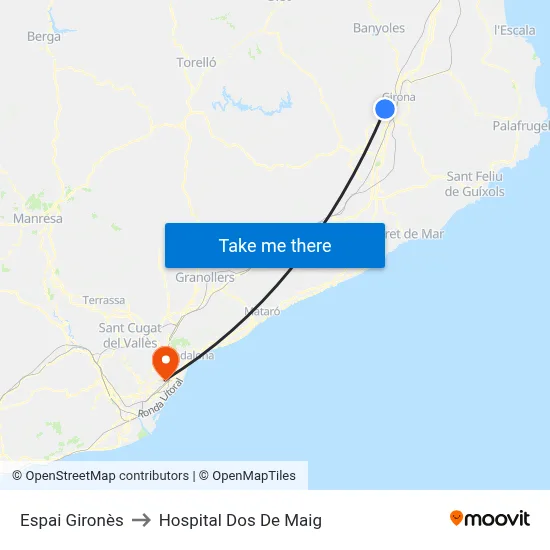 Espai Gironès to Hospital Dos De Maig map