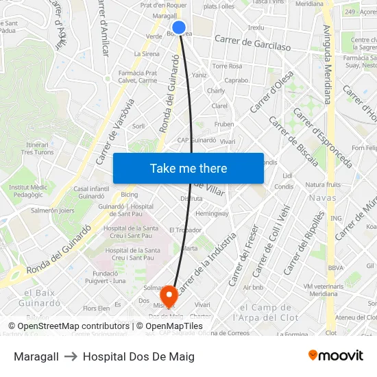 Maragall to Hospital Dos De Maig map