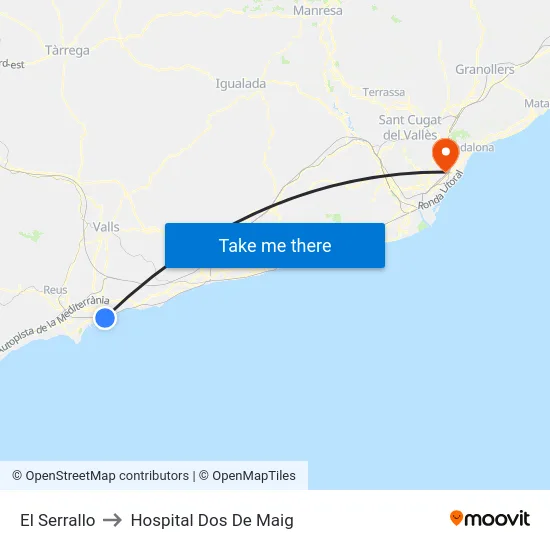 El Serrallo to Hospital Dos De Maig map