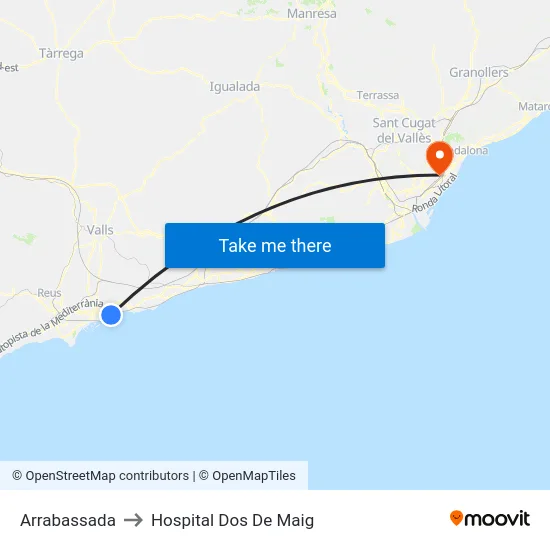 Arrabassada to Hospital Dos De Maig map