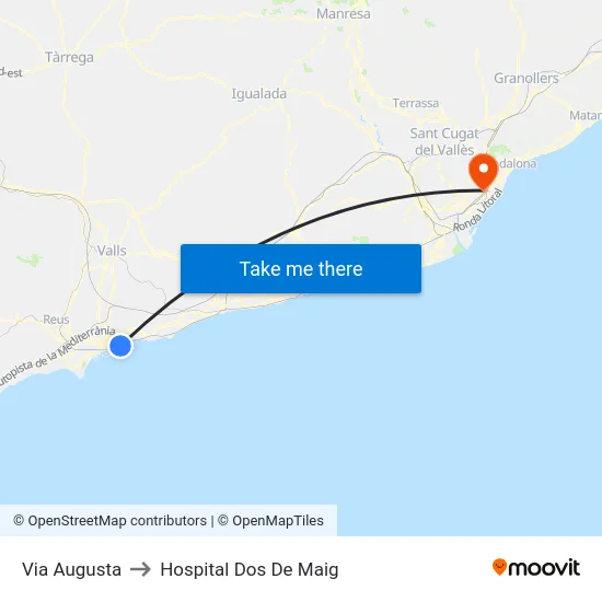 Via Augusta to Hospital Dos De Maig map