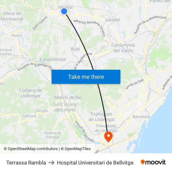 Terrassa Rambla to Hospital Universitari de Bellvitge map