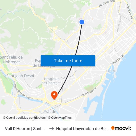 Vall D'Hebron | Sant Genís to Hospital Universitari de Bellvitge map