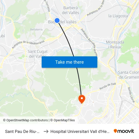 Sant Pau De Riu-Sec to Hospital Universitari Vall d'Hebron map