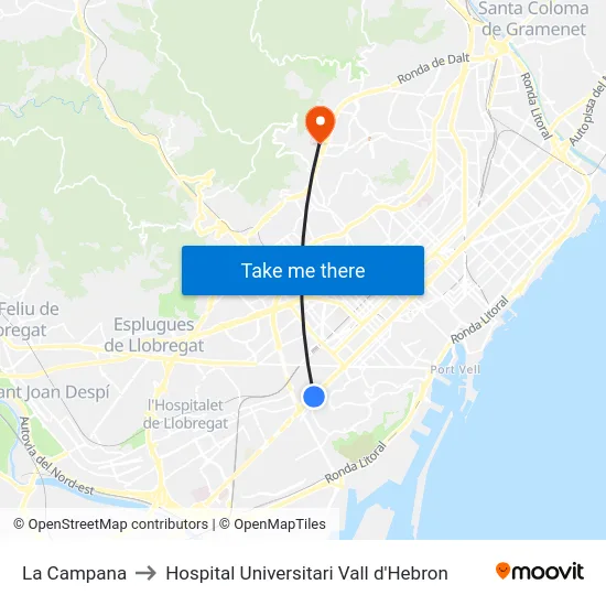 La Campana to Hospital Universitari Vall d'Hebron map