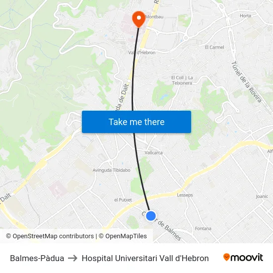 Balmes-Pàdua to Hospital Universitari Vall d'Hebron map