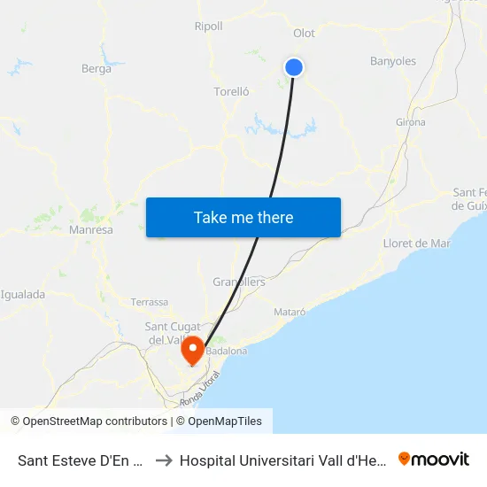 Sant Esteve D'En Bas to Hospital Universitari Vall d'Hebron map